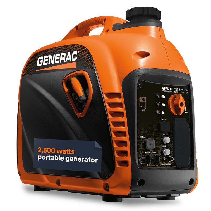 Generac 8250 GP2500i 2500-Watt Gas Powered Portable Inverter Generator with COsense