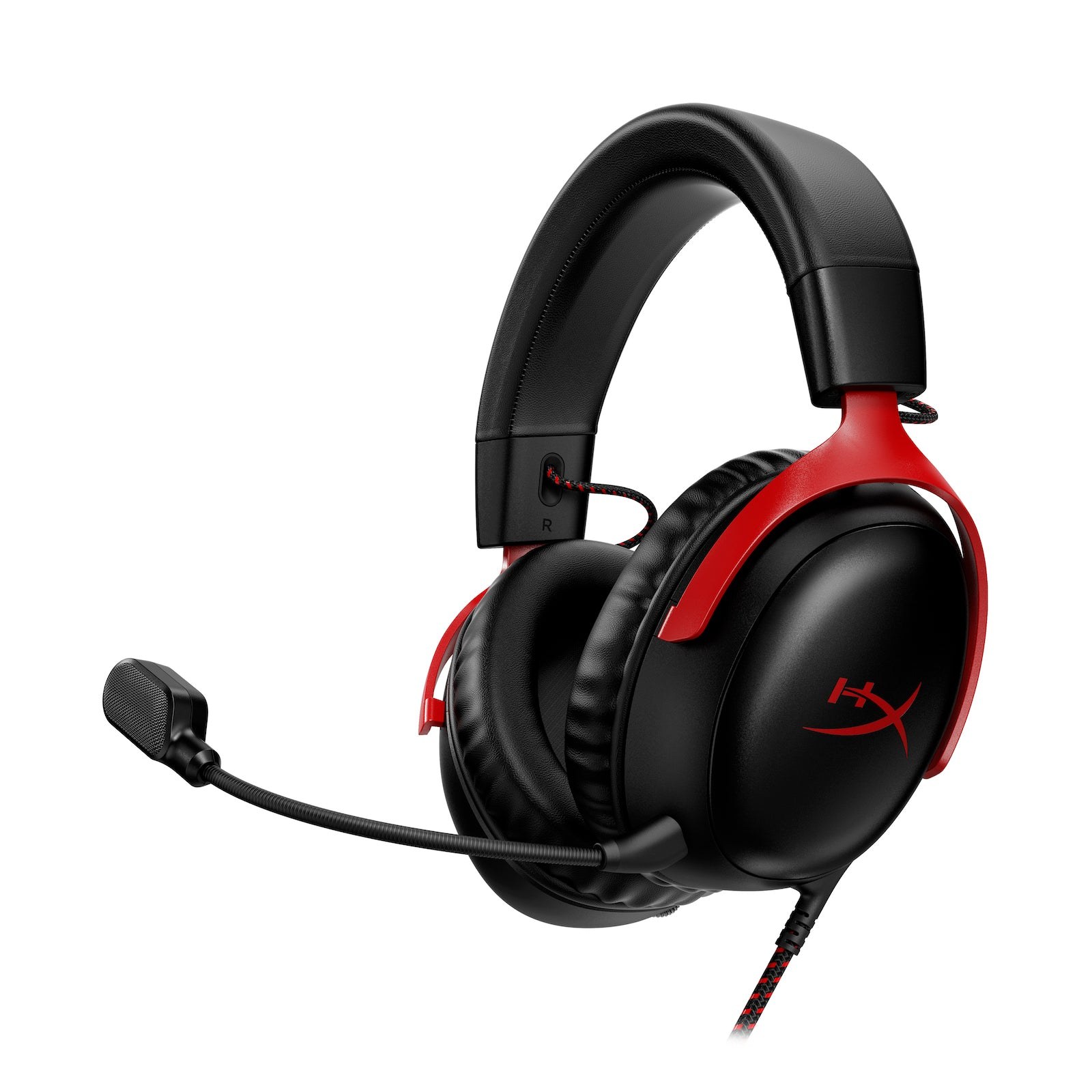 HyperX Cloud III - Wired Gaming Headset, PC, PS5, Xbox Series X|S, Angled 53mm Drivers, DTS Spatial Audio, Memory Foam, Durable Frame, 10mm Detachable Mic, USB-C, USB-A, 3.5mm - Black/Red