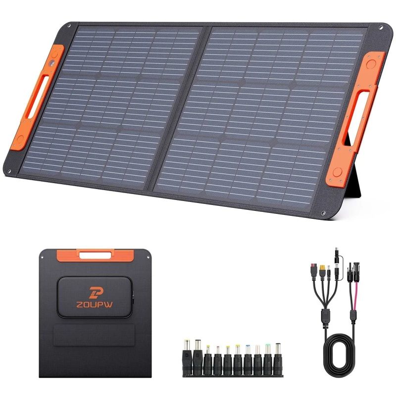 ZOUPW 100W Portable Solar Panel, Foldable Solar Charger with QC3.0 USB-A & Type-C Output