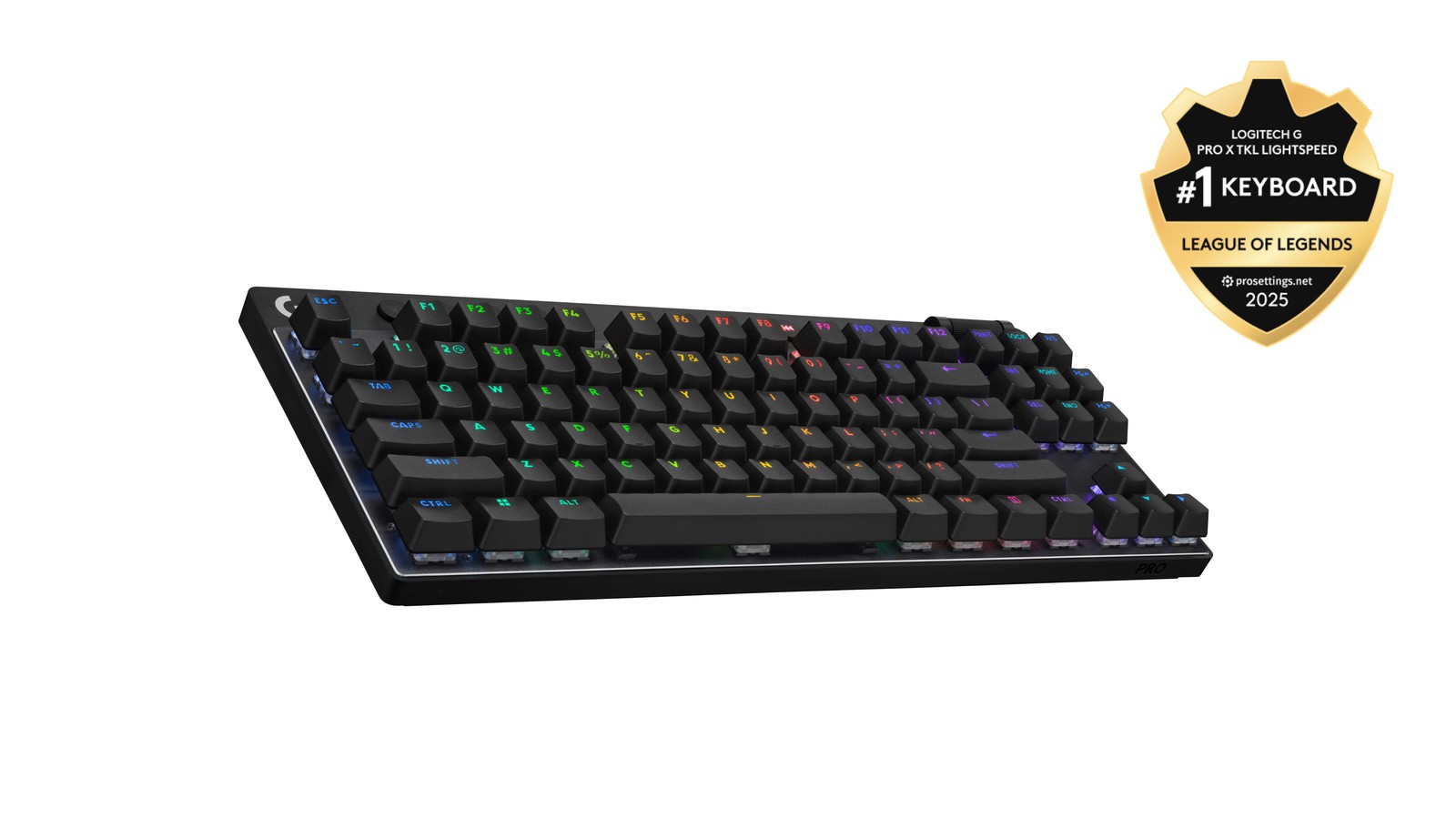 Logitech G PRO X TKL Lightspeed Wireless Gaming Keyboard, Ultra-Portable Tenkeyless Design, LIGHTSYNC RGB, PBT keycaps, Tactile Switches (GX Brown) - Black (Renewed)