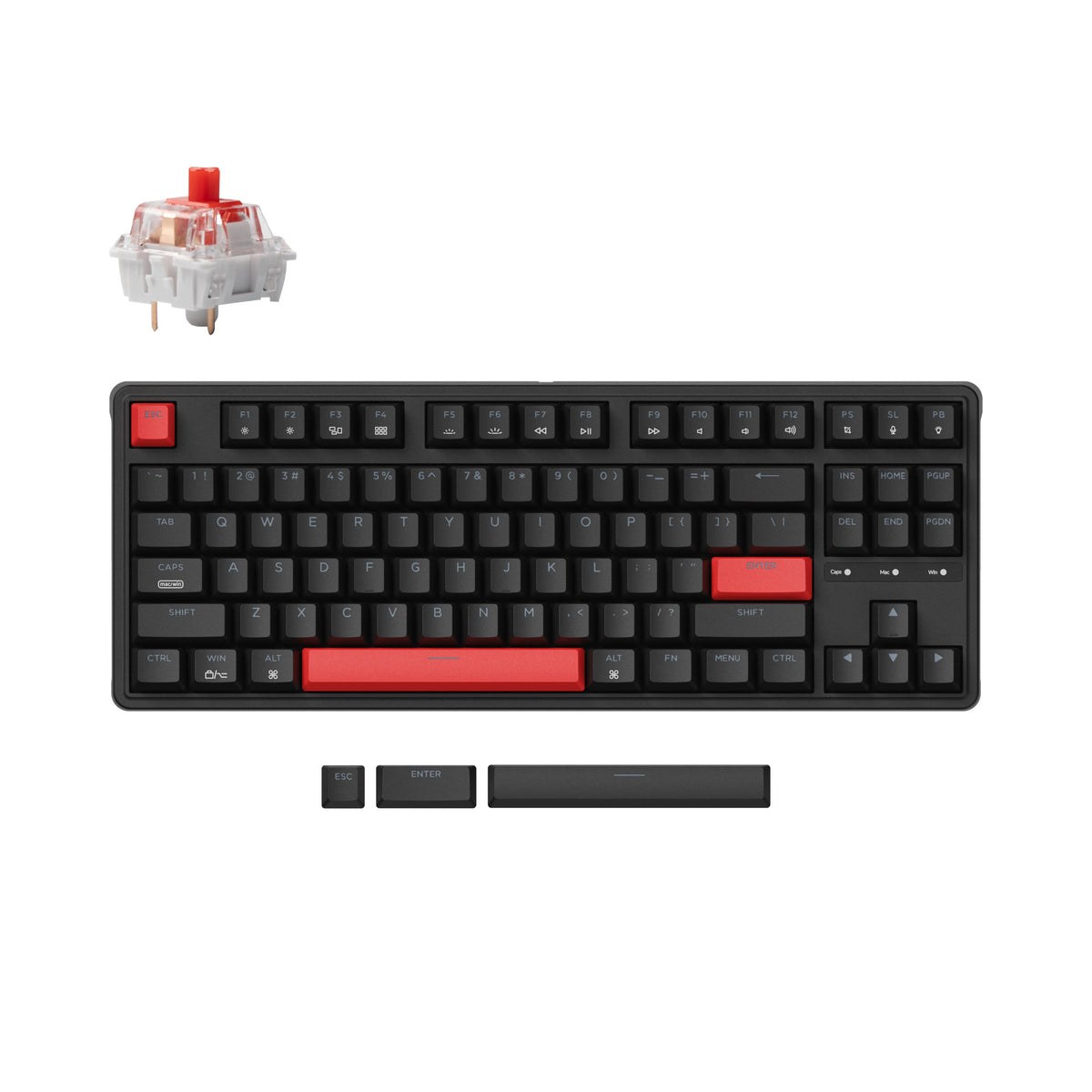 Keychron C3 Pro QMK/VIA Wired Custom Mechanical Keyboard, Hot-Swappable TKL Layout, Gasket Mount, Red Backlit, Double-Shot ABS Keycaps, for Mac/Windows/Linux