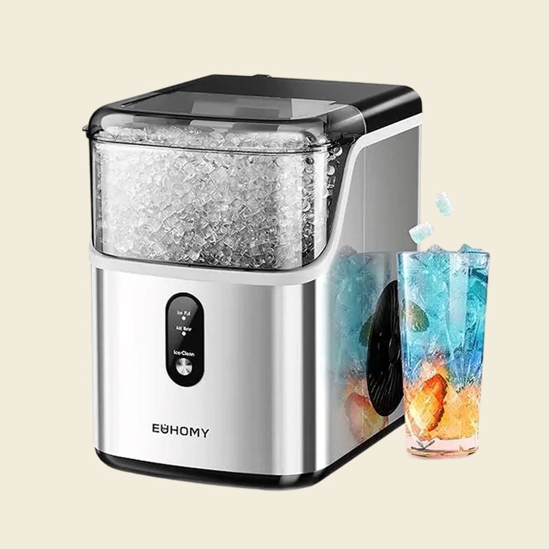 EUHOMY Nugget Ice Maker, 35lbs/24H, Ready in 7 Mins, Stainless Steel